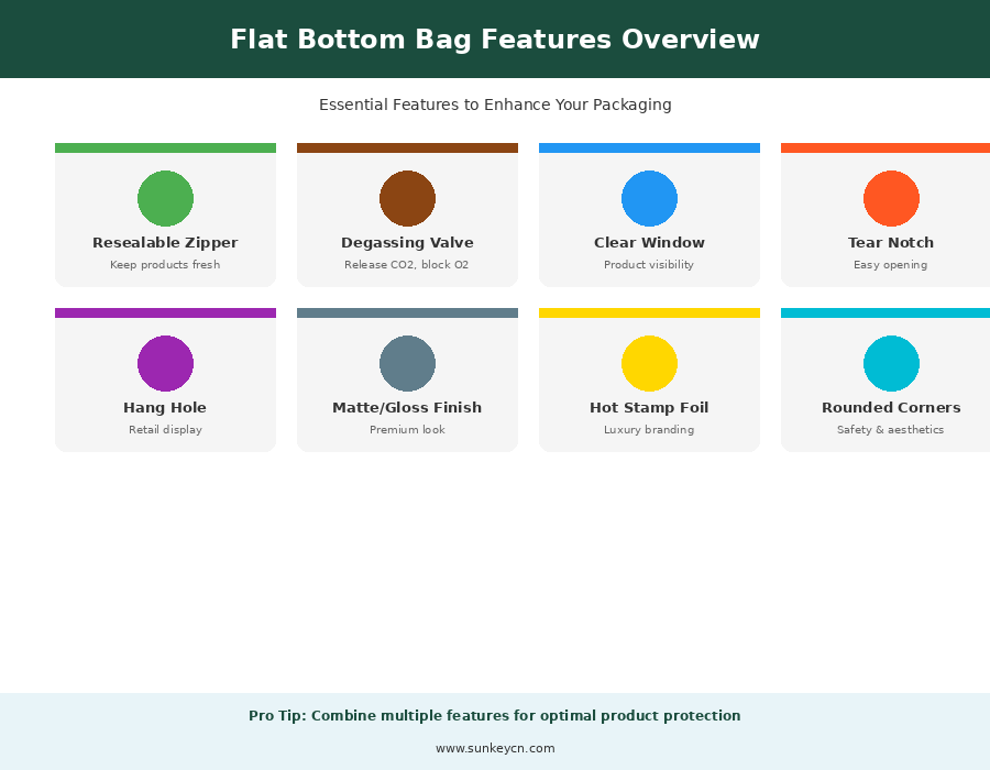 Flat Bottom Bag Features & Add-ons