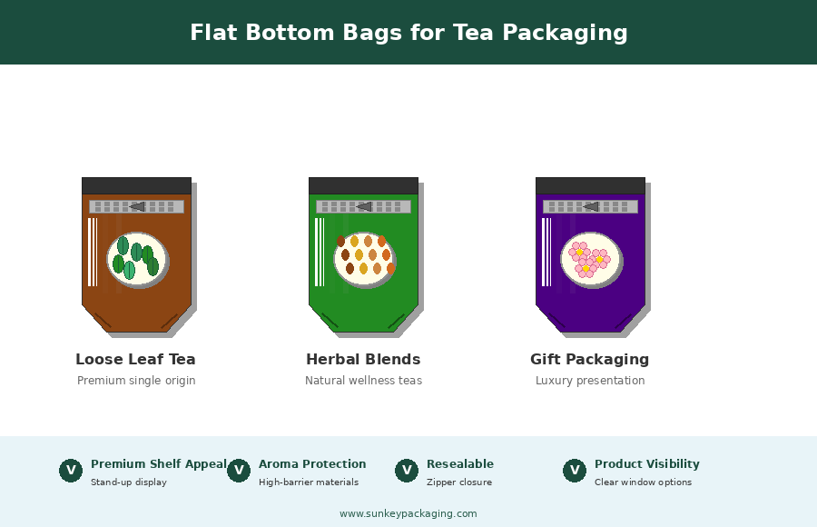 Flat Bottom Bags for Tea Packaging