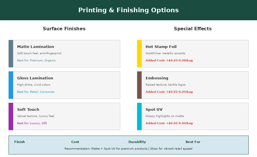 Flat Bottom Bag Features & Add-ons