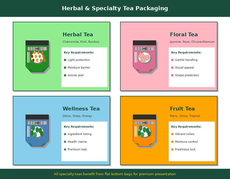 Flat Bottom Bags for Tea Packaging